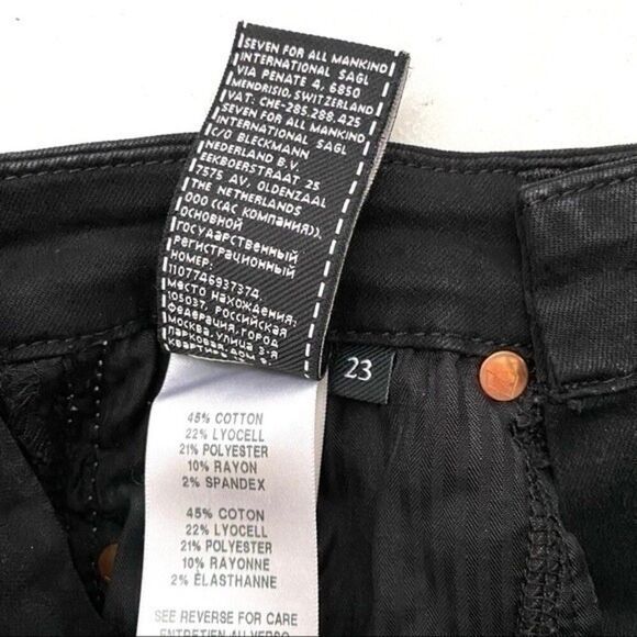 7 For All Mankind size 23 b(air) The Ankle Skinny black jeans white stripe 505B3 - Picture 8 of 15